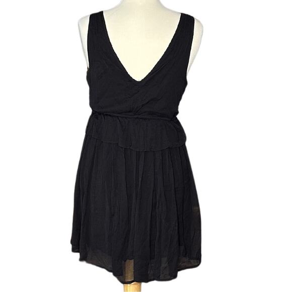 Free People Women Black SemiSheer Mini Sleeveless Babydoll Dress Flowy Boho S15 - Picture 3 of 11